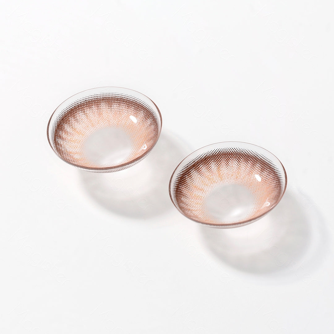 A Real shot image of Flora Rose Brown colored contacts.