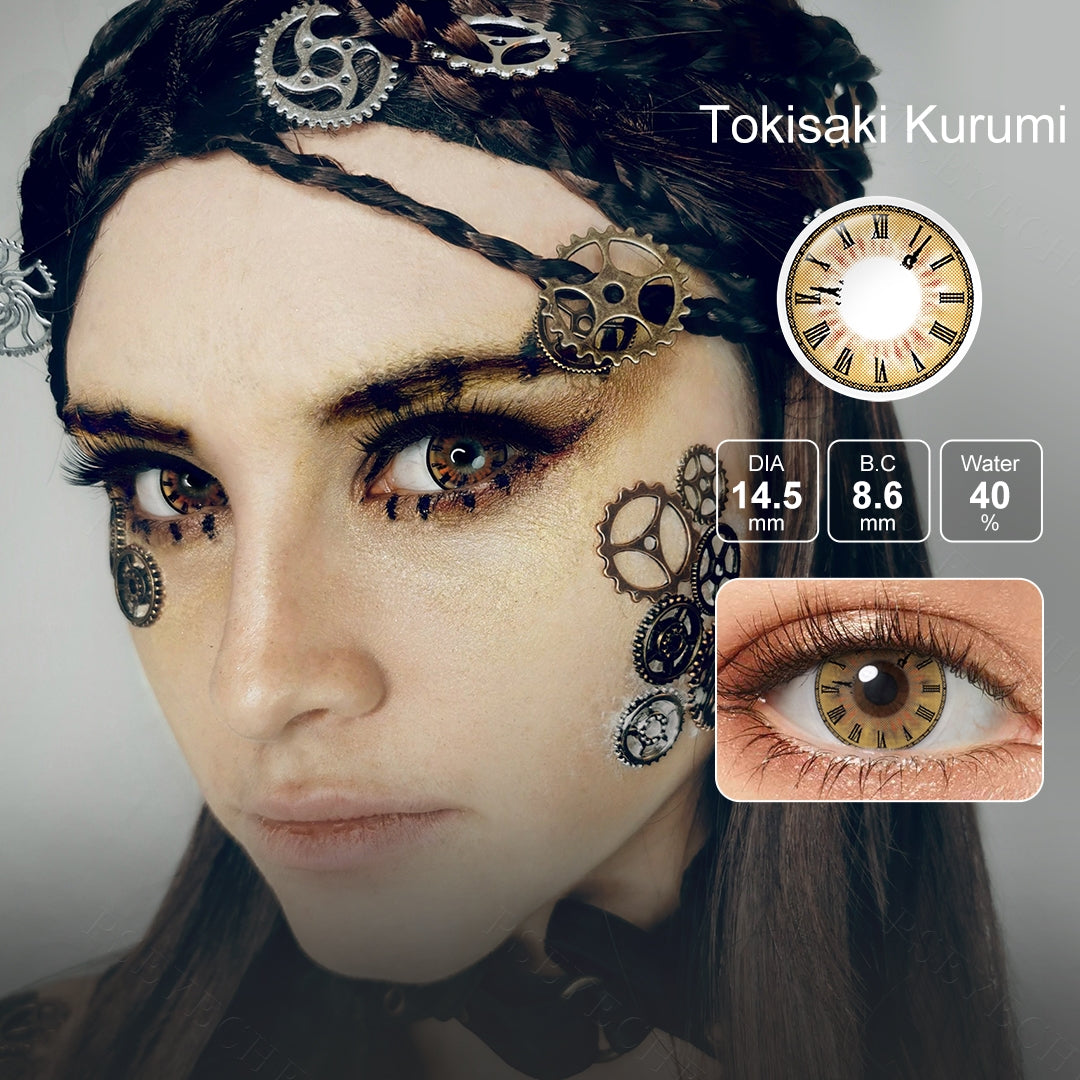 Date A Live Kurumi Clock Eye Contacts for Custume and Halloween party
