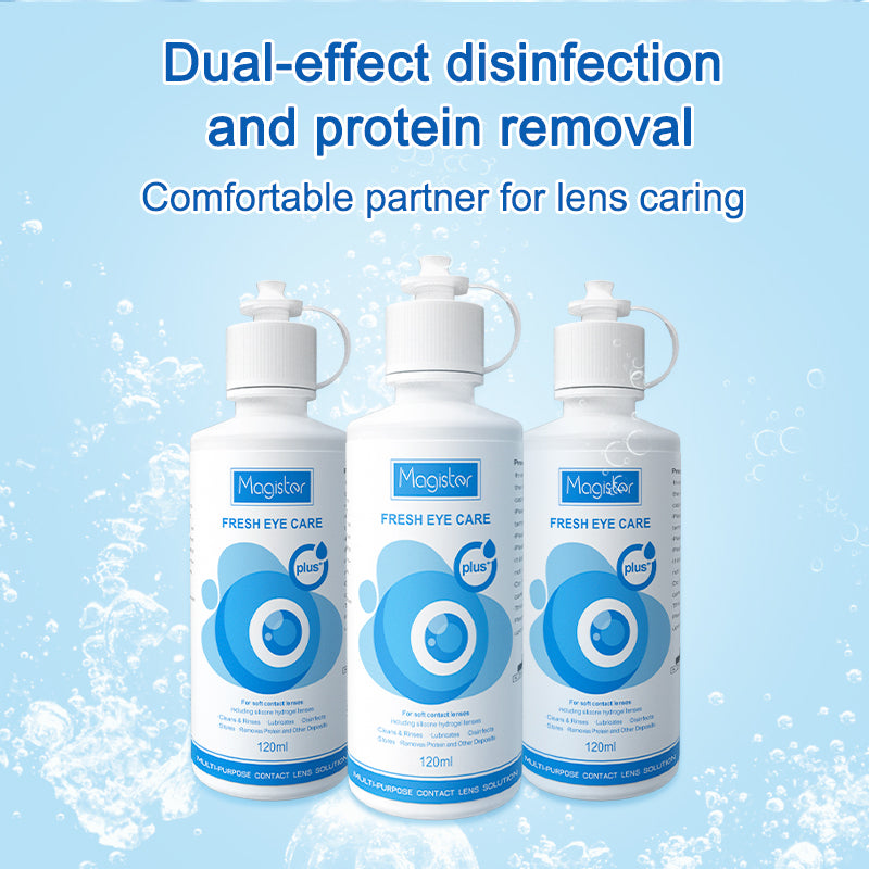 Showing 3 pieces of eye solutions, with the brand-Magister, volume shows in 120ml.