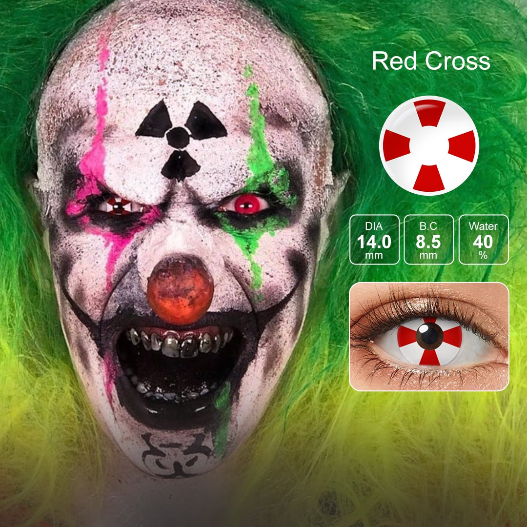 Red White BioHazard Contacts for Custume and Halloween party