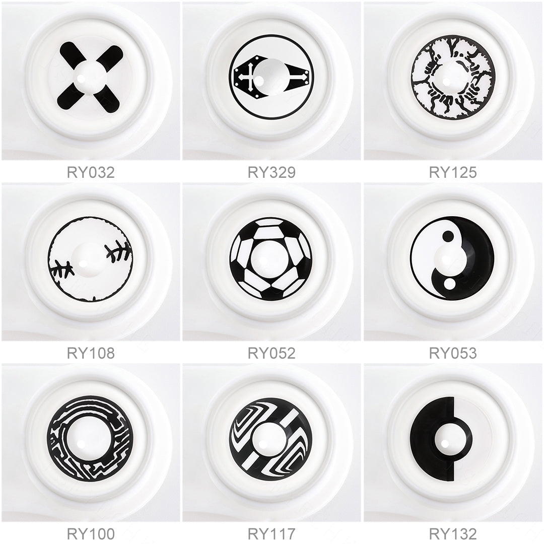 Variety of spooky  halloween contacts color displayed in storge showcasing 9 different shades.