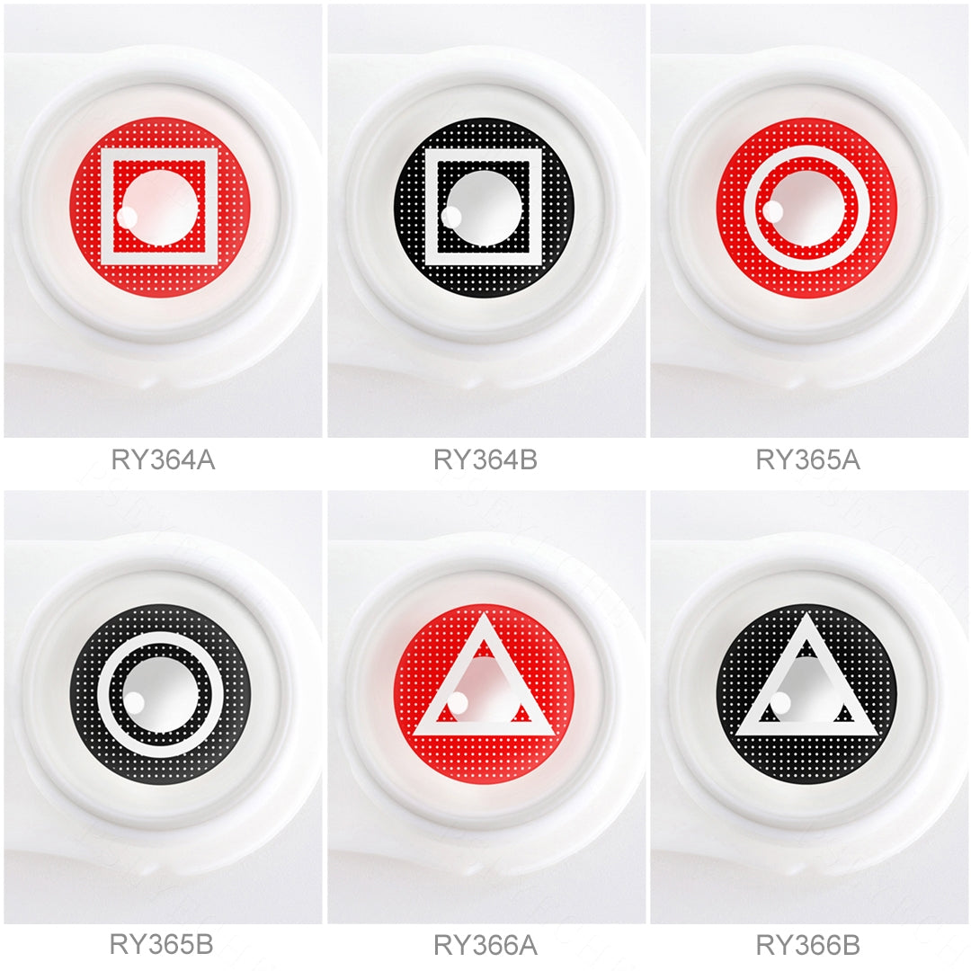 Variety of Squid Game halloween contacts color displayed in storge  showcasing 6 different shades.