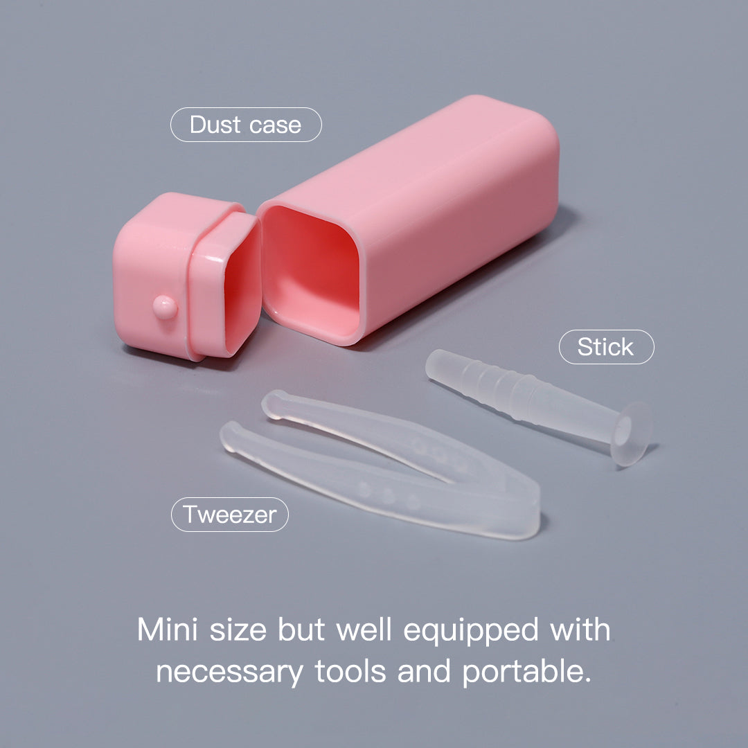 product presenting of contact lens case with tweezers & applicator.