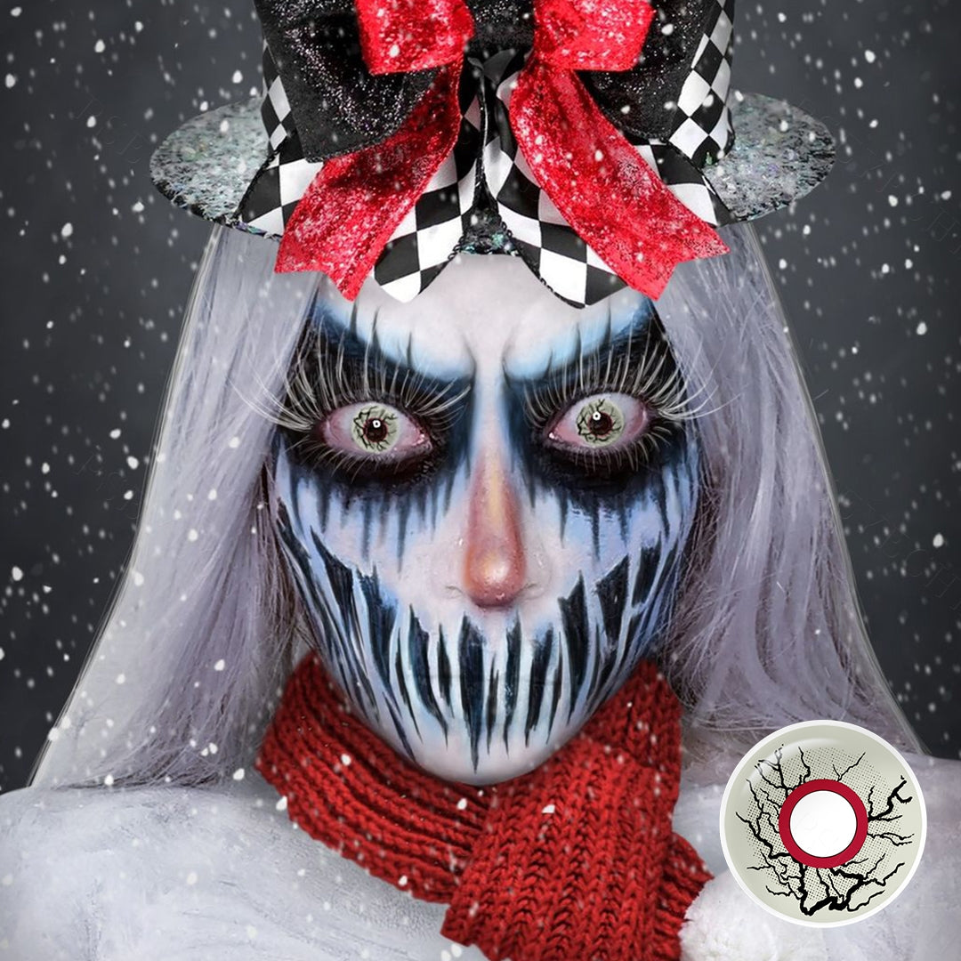 A cosplayer showcasing Zombie Contacts, display the wearing effect of RY354/Freaky Veins contact lenses.