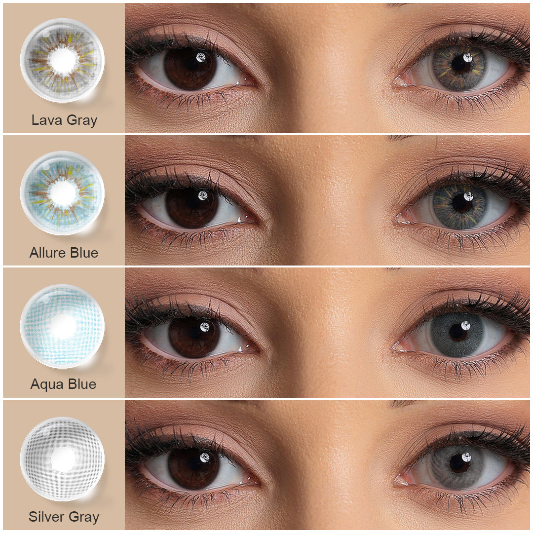 eye effect of colored contacts comparing before and after