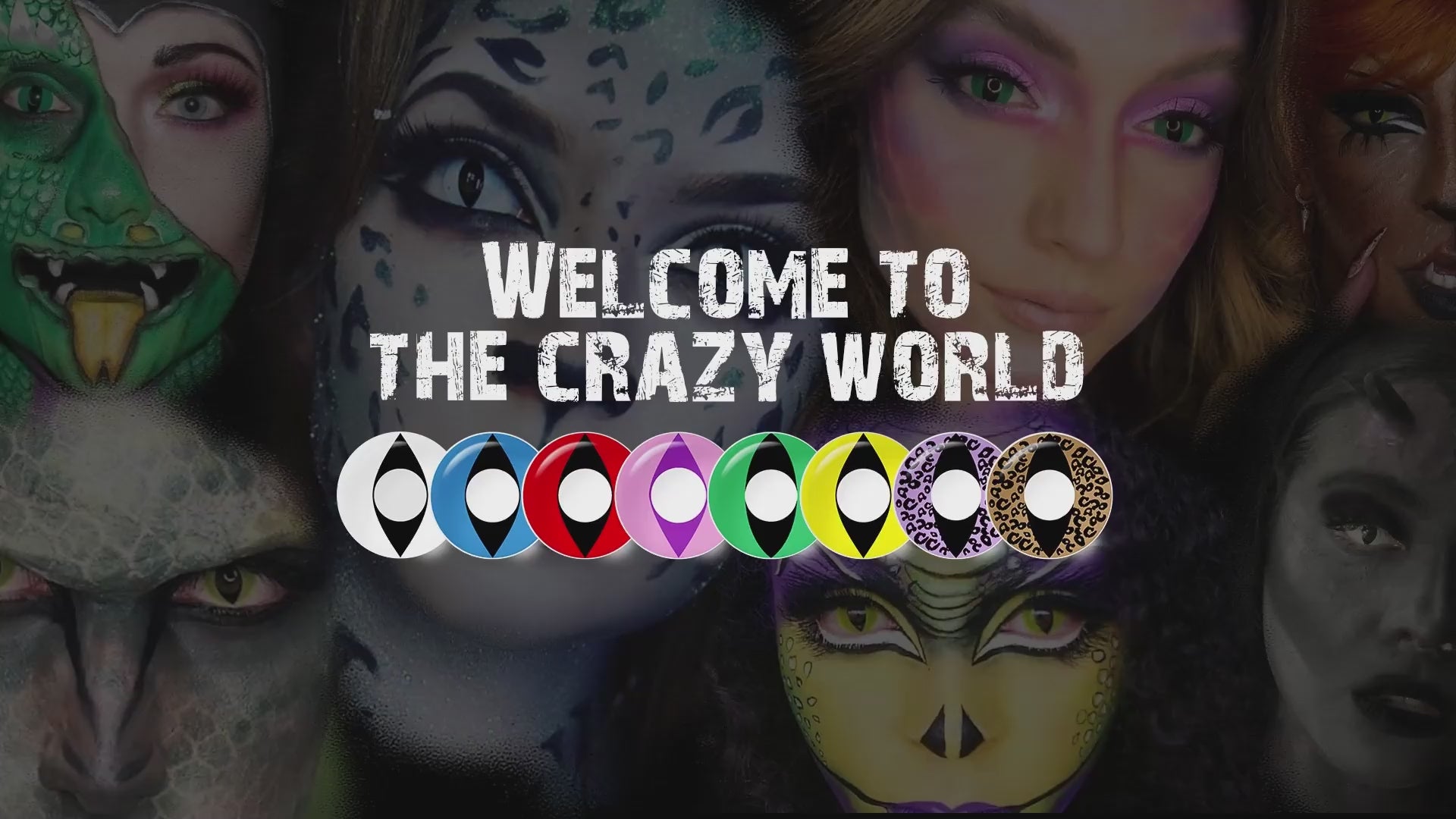 Product video presenting a range of eye cata halloween Contacts, featuring close-up views of the lenses in various shades and demonstrating how they appear when applied to the eyes.