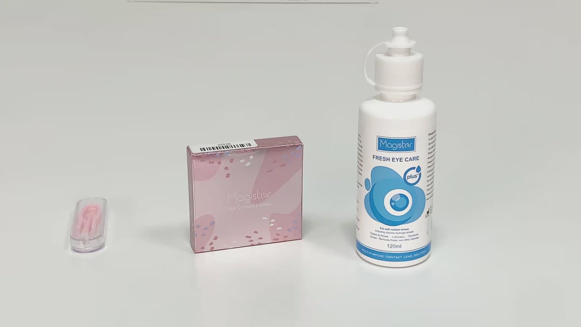 The video showcases how to use the the eye solution for lens caring