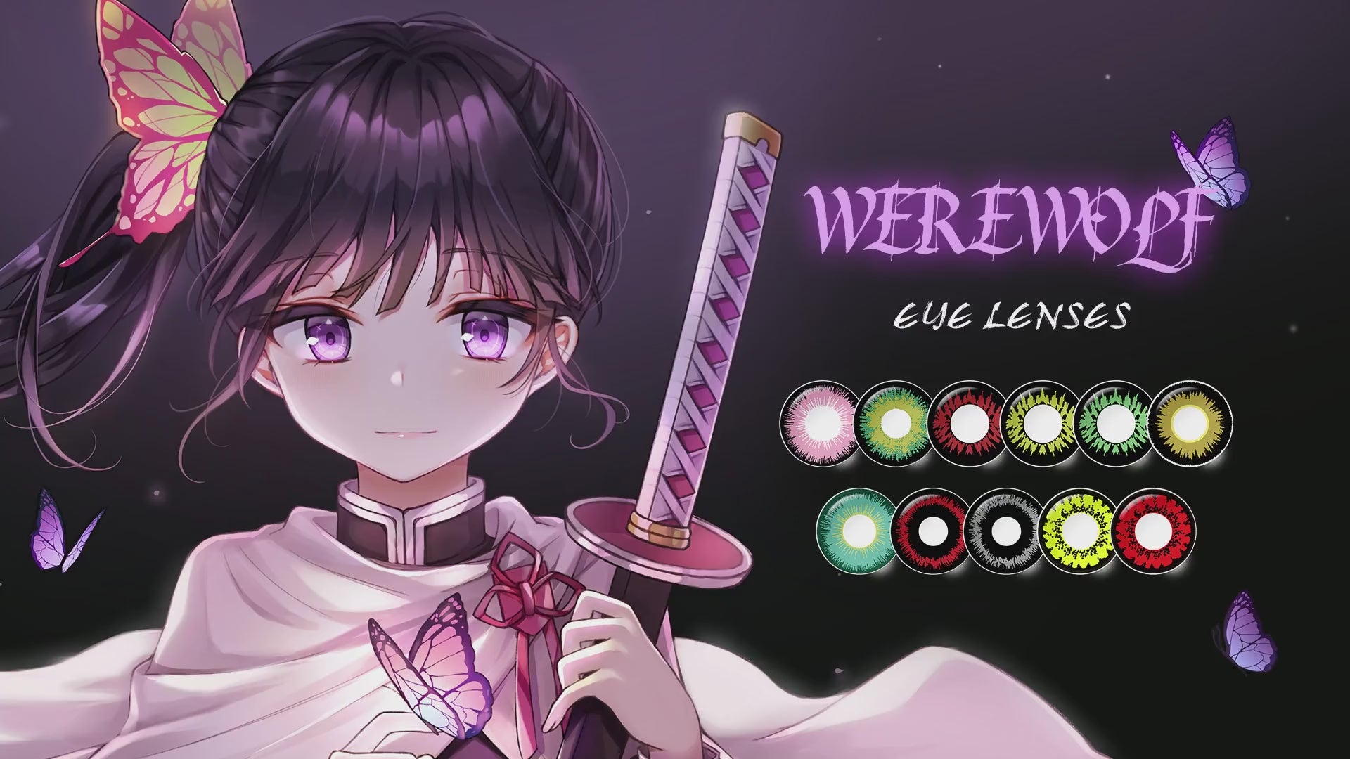 Product video presenting a 9 kinds of hot sales Star anise Costume Contacts, featuring close-up views of the lenses in various shades and demonstrating how they appear when applied to the eyes of models.