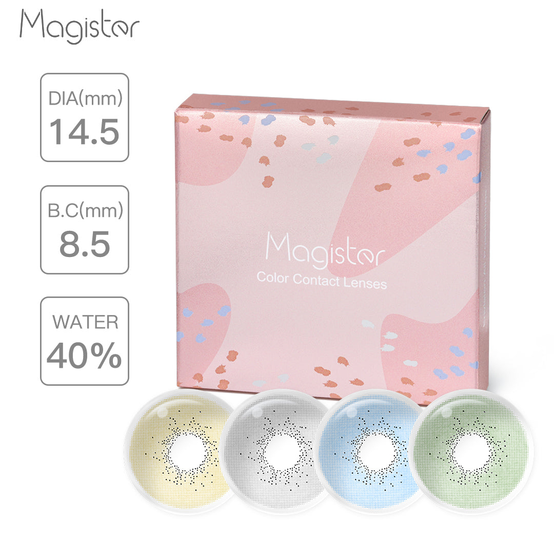 display a magister BeNatural contact lenses pink package box with shine and beautiful pattern ,one box contain with 2 pcs lenses 