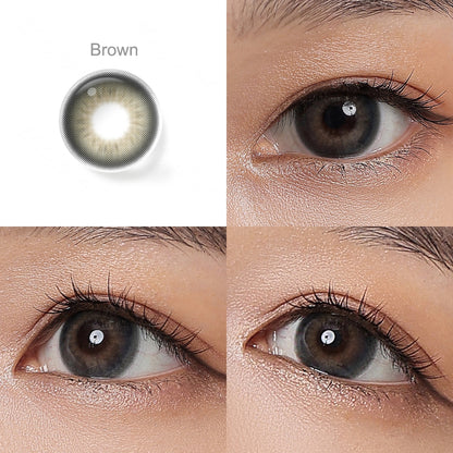 Brown Colored Contacts 4 Variants Grid Close Up