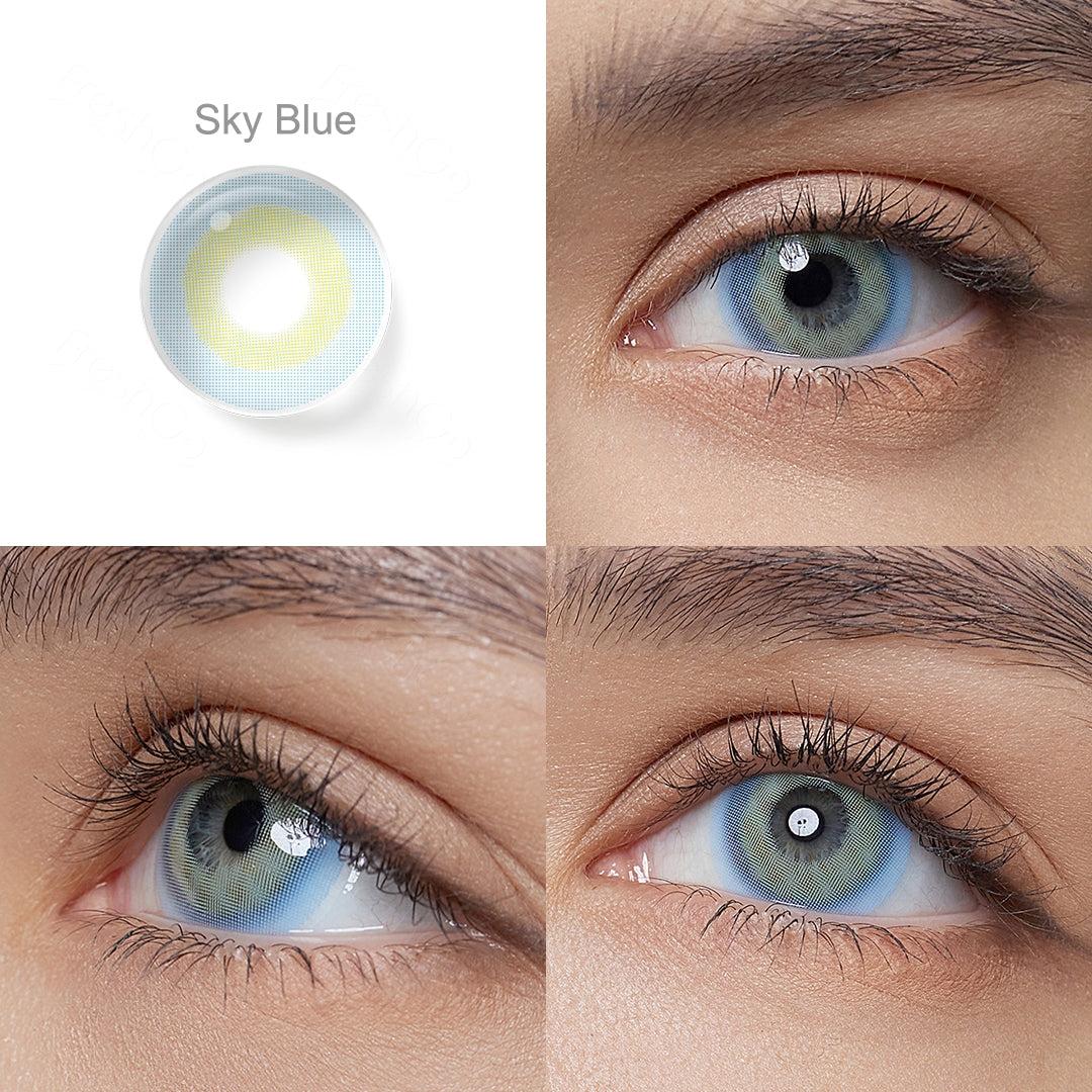 showcase of  Sky Blue in model eye wearing 