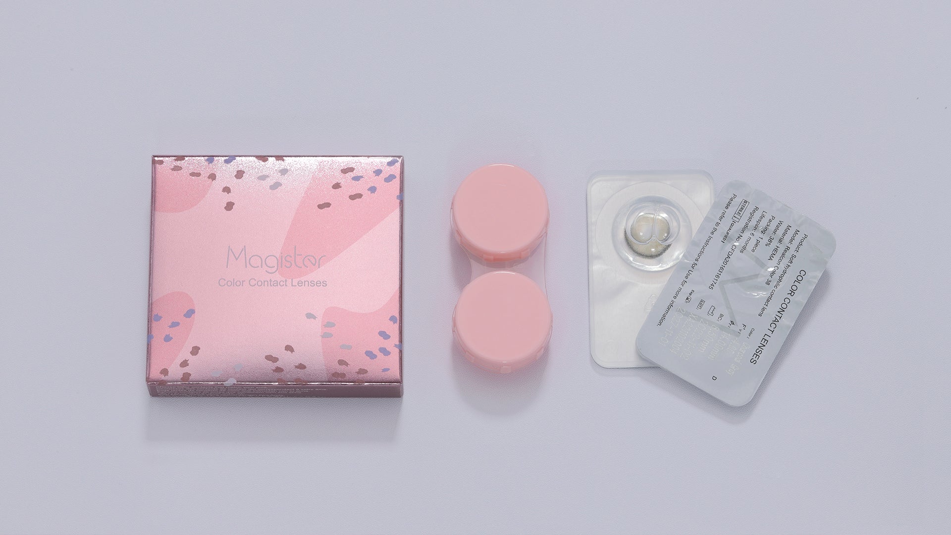 colored contact lenses package with 1 pair contact lenses and 1 piece case inside