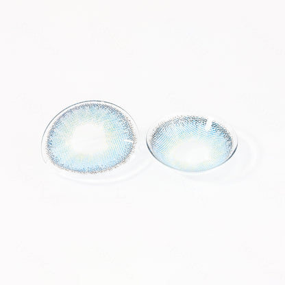 A detailed picture of the Premium Candy Blue contact lenses.