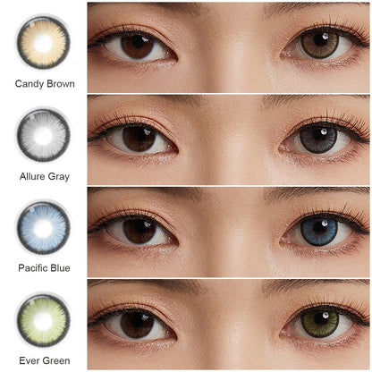Eye effect of wearing Diamond N colored contact lenses before and after