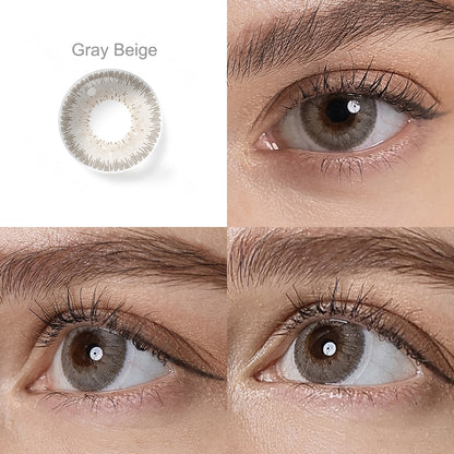 Bellalens series Gray Beige Colored Contacts 4 Variants Grid Close Up