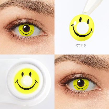 Yellow Smiley cosplay halloween contact lenses 