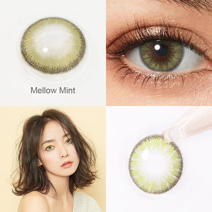 Radiant series Mellow Mint Colored Contacts 4 Variants Grid Close Up