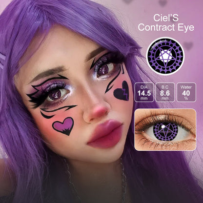 Purple Butler Ciel Phantomhive Eye Contacts for Cosplay Custume and Halloween party 