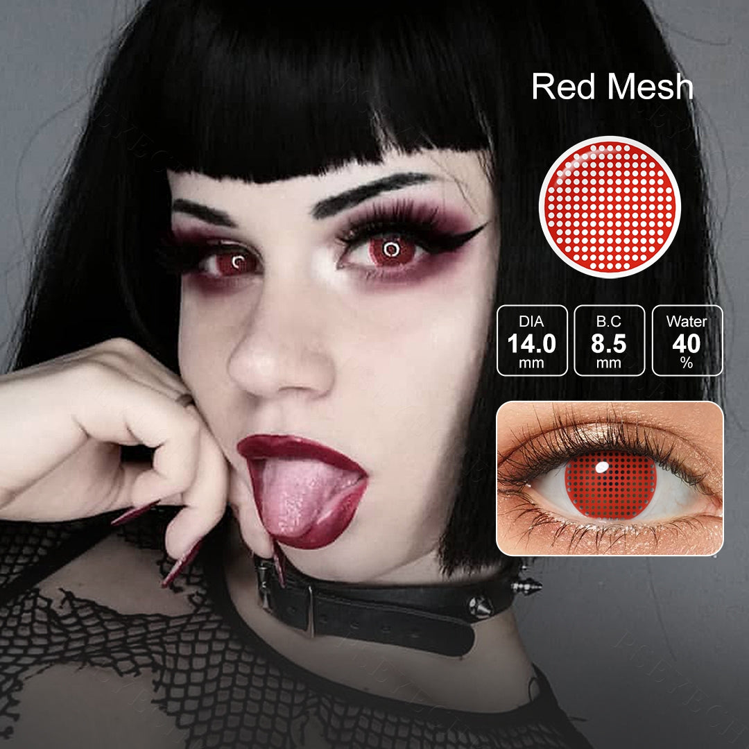 Red mesh cosplay contact lenses for Custume 
