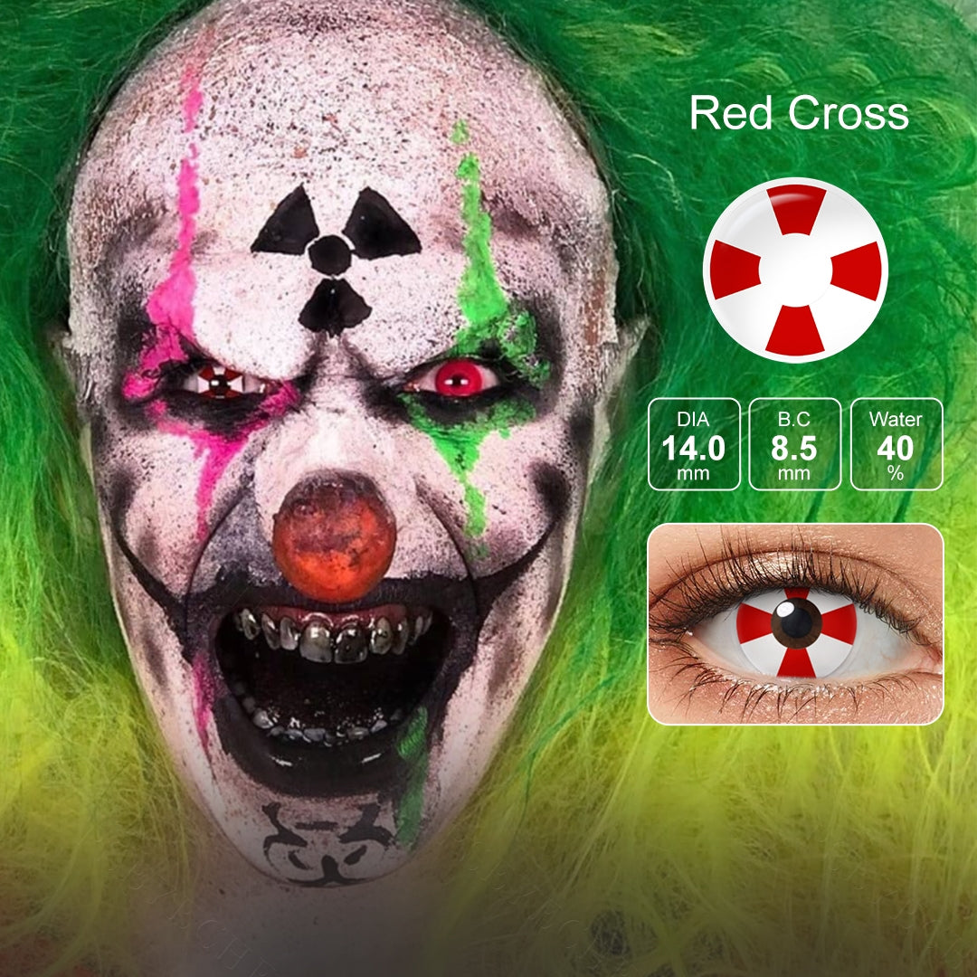 Red White BioHazard Contacts for Custume and Halloween party 