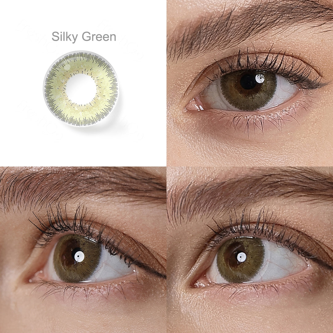 Silky Green Colored Contacts 4 Variants Grid Close Up