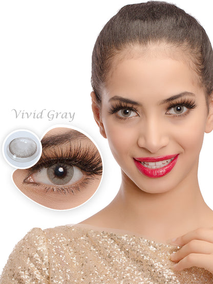 Eye effect of Vivid Gray Colored Contacts  