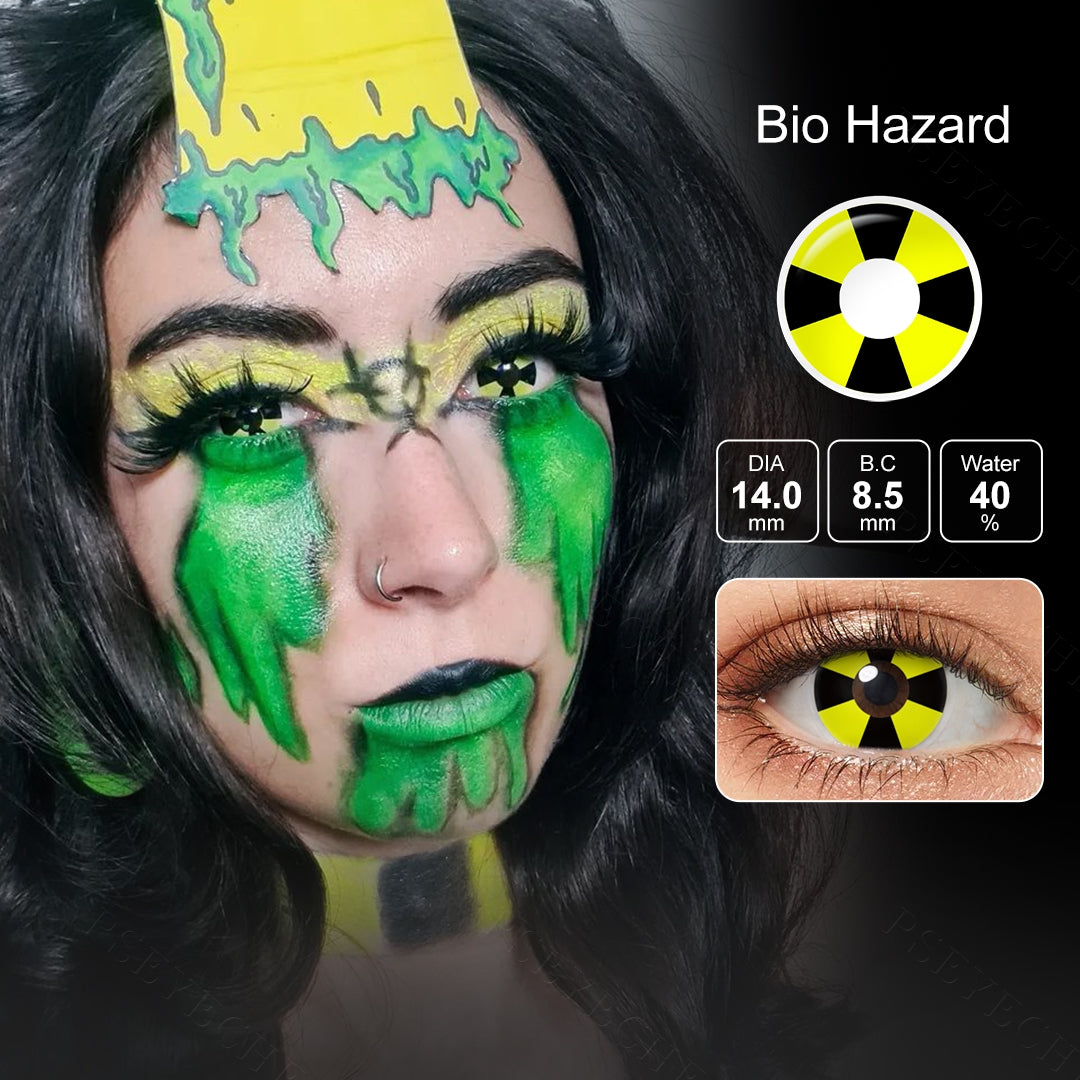 Yellow BioHazard Contact Lenses for Custume Custume and Halloween party 