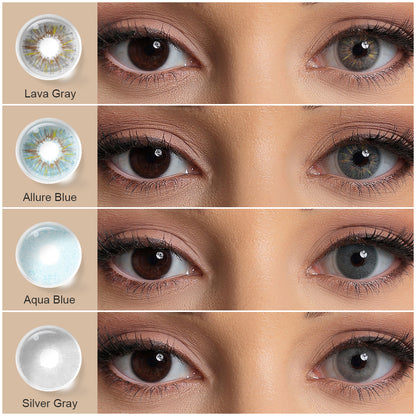 eye effect of colored contacts comparing before and after