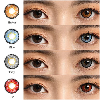 Comparison of effects before and after wearing Neon colored contact lenses