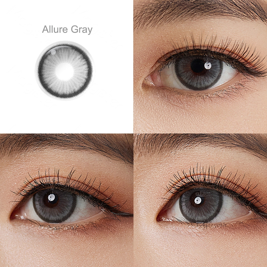 eye effect of Allure Gray colored Contact lenses 