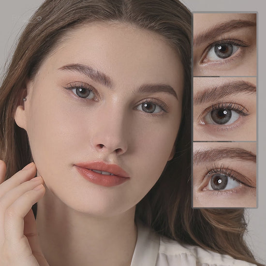 Product video presenting a 5 kinds of hot sales DIAMOND colored contact lenses, featuring close-up views of the lenses in various shades and demonstrating how they appear when applied to the eyes of model girls.