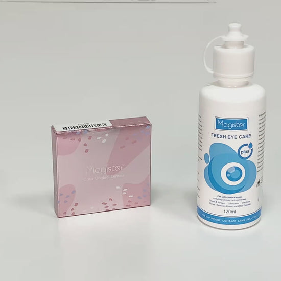 The video showcases how to use the the eye solution for lens caring