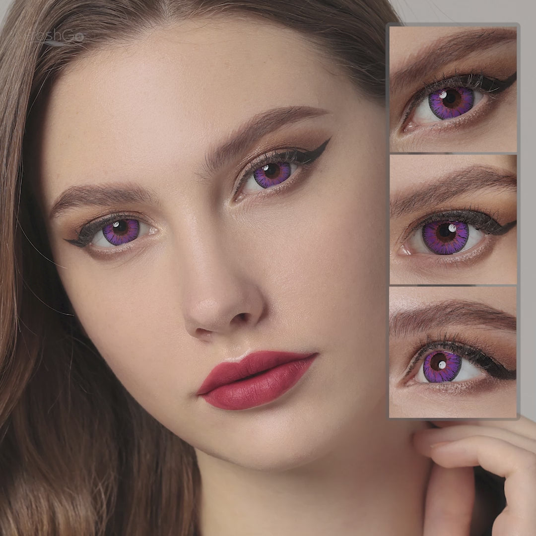 Product video presenting a 7 kinds of hot sales Nonno colored contact lenses, featuring close-up views of the lenses in vaNonnous shades and demonstrating how they appear when applied to the eyes of model girls.